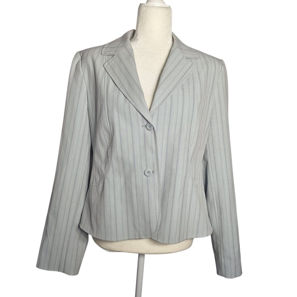Apt 9 Office Blazer Pinstripe Stretch Performance Flex Corporate Gray 16 Womens
